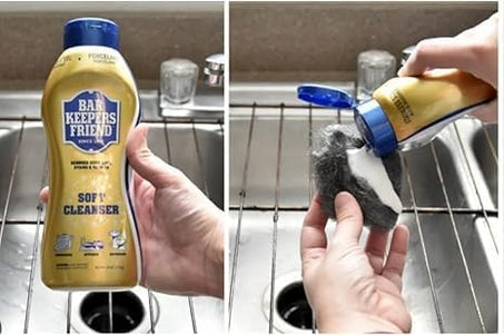 BAR KEEPER’S FRIEND Soft Cleanser (2-Pack, 26 oz Each) + Multi-Purpose Scrub Sponge – Hard Surface All-Purpose Cleaner by EliteWare