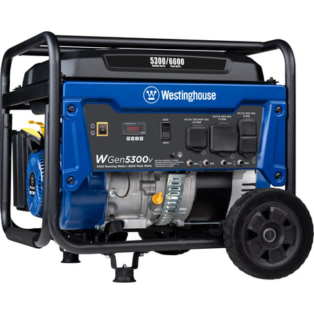 Westinghouse 6600 Peak Watt Home Backup Portable Generator, Transfer Switch Ready 30A Outlet, RV Ready 30A Outlet.