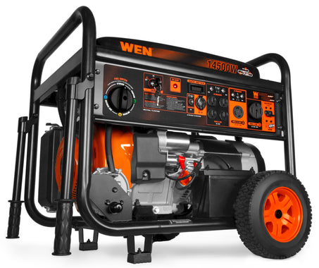 WEN 14,500-Watt 120V/240V Tri-Fuel Generator for Gas, Propane, and Natural Gas, Transfer-Switch Ready with Electric Start and Wheel Kit (TF1450).