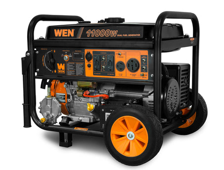 WEN 11,000-Watt 120V/240V Dual Fuel Portable Generator with Wheel Kit and Electric Start (DF1100T).